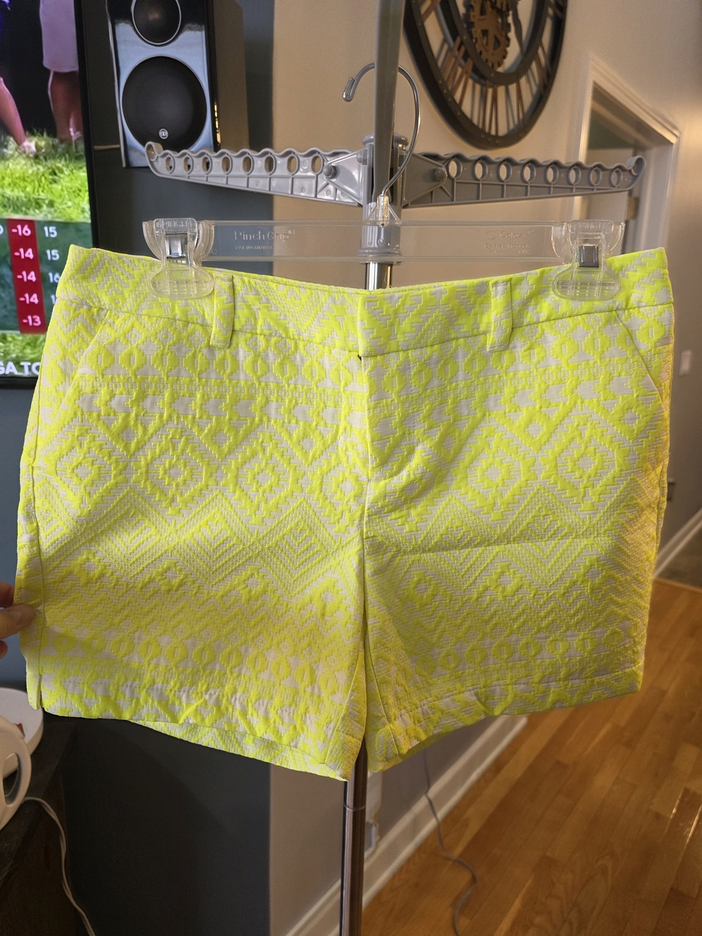 Merona Neon Yellow Patterned Women's Bermuda Shorts - Picture 1 of 8